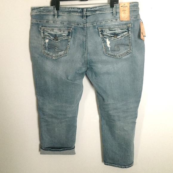 Silver Jeans Pants - Silver Elyse Capri Crop Ankle Jeans Plus Size 24